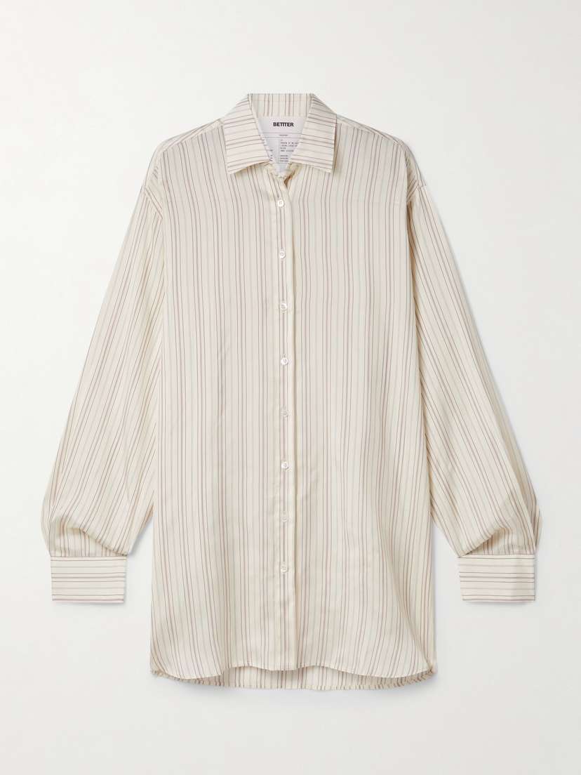 BETTTER + Net Sustain Oversized Striped Woven Shirt