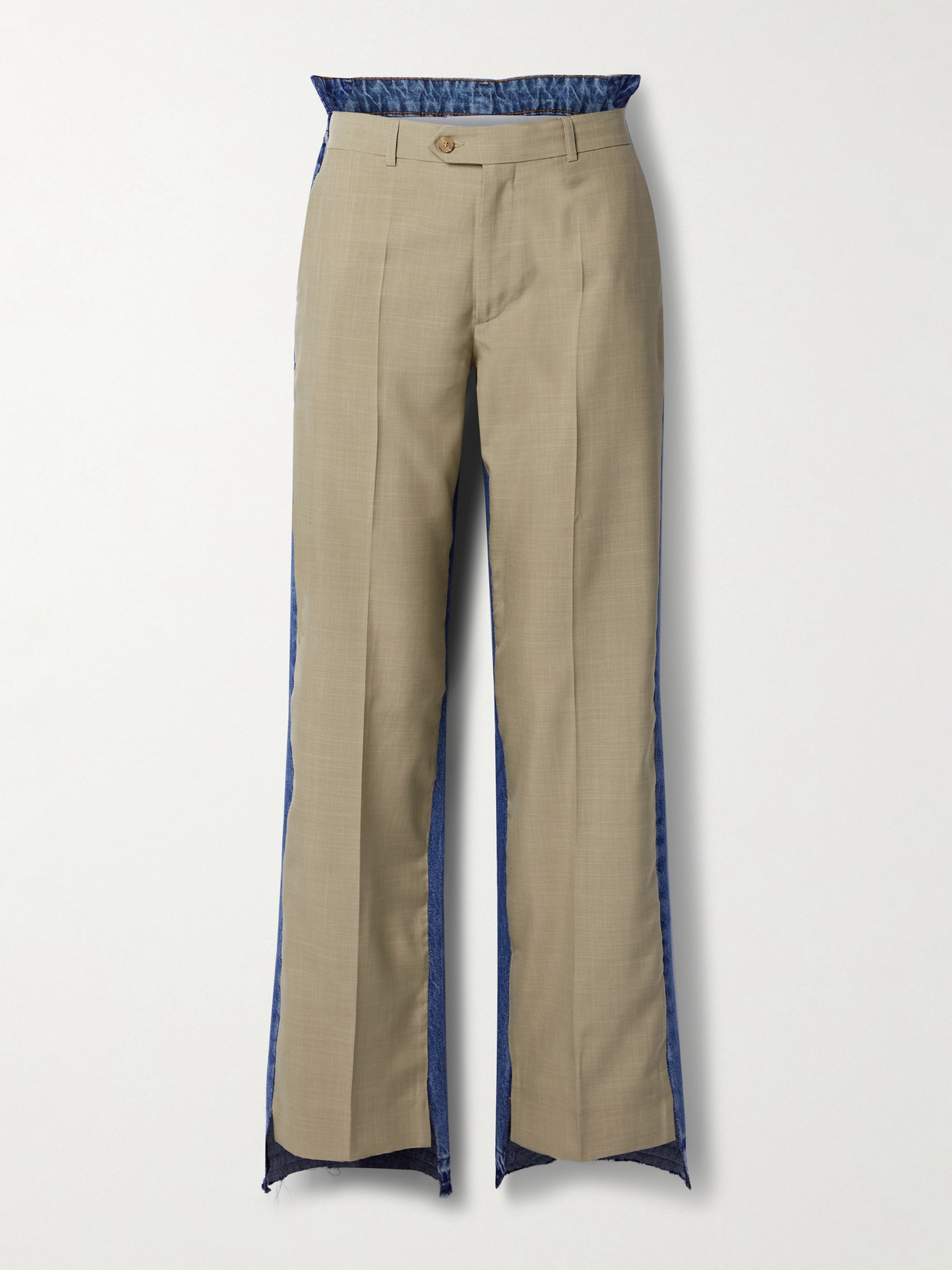 Bettter + Net Sustain Denitrousers Wool-blend And Denim Straight-leg Pants In Neutrals