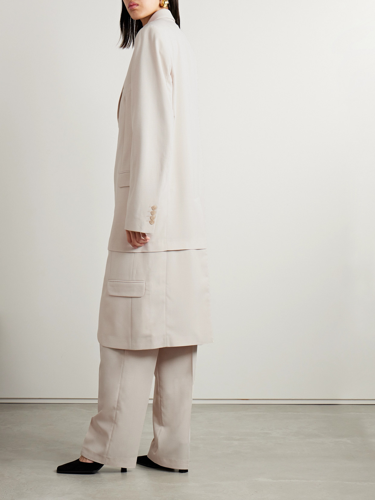 Bettter + Net Sustain Summer Layered Wool-blend Cady Coat In Neutrals