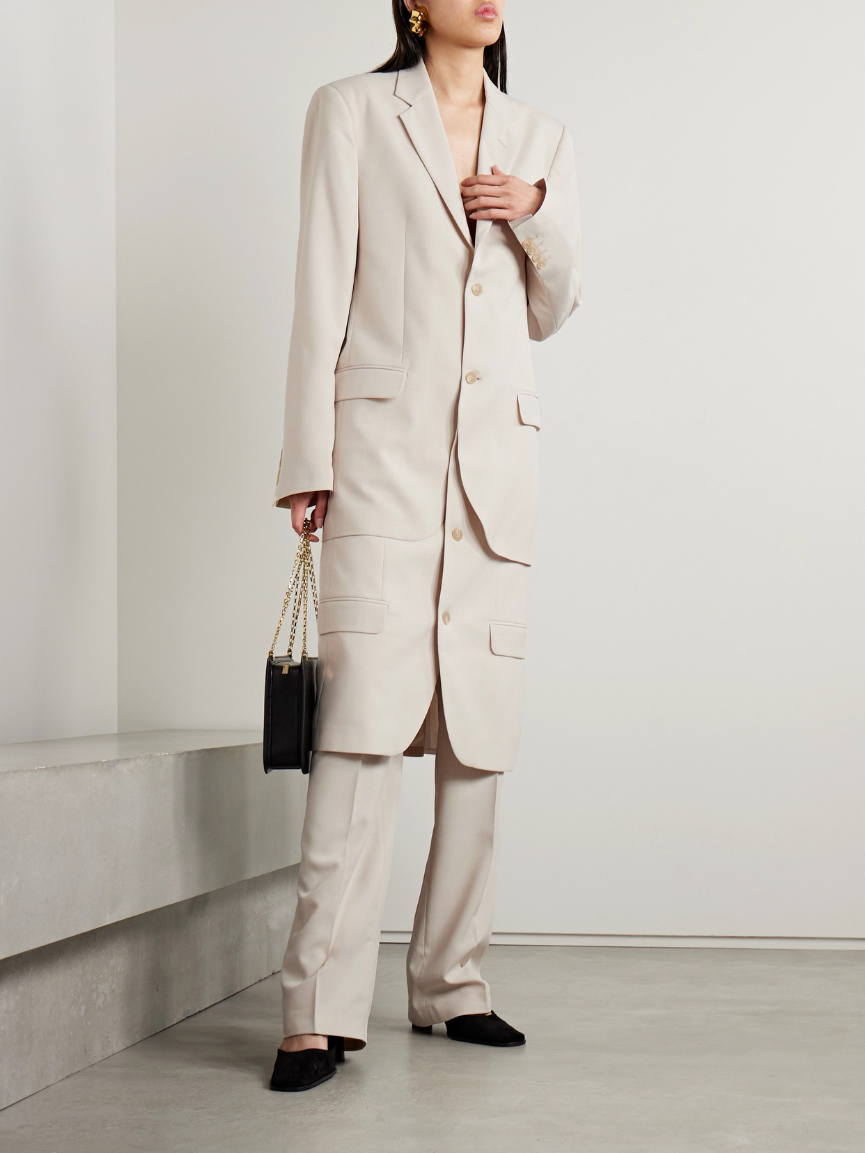 Bettter + Net Sustain Summer Layered Wool-blend Cady Coat In Neutrals
