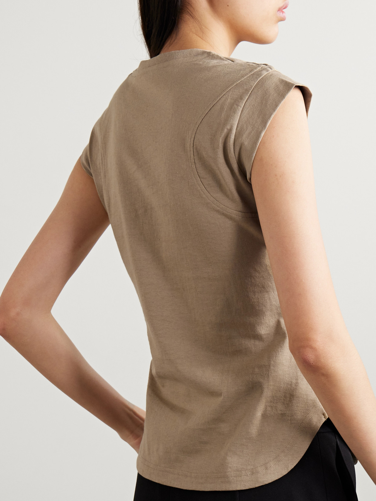 Shop Bettter + Net Sustain Paneled Cotton-jersey T-shirt In Brown