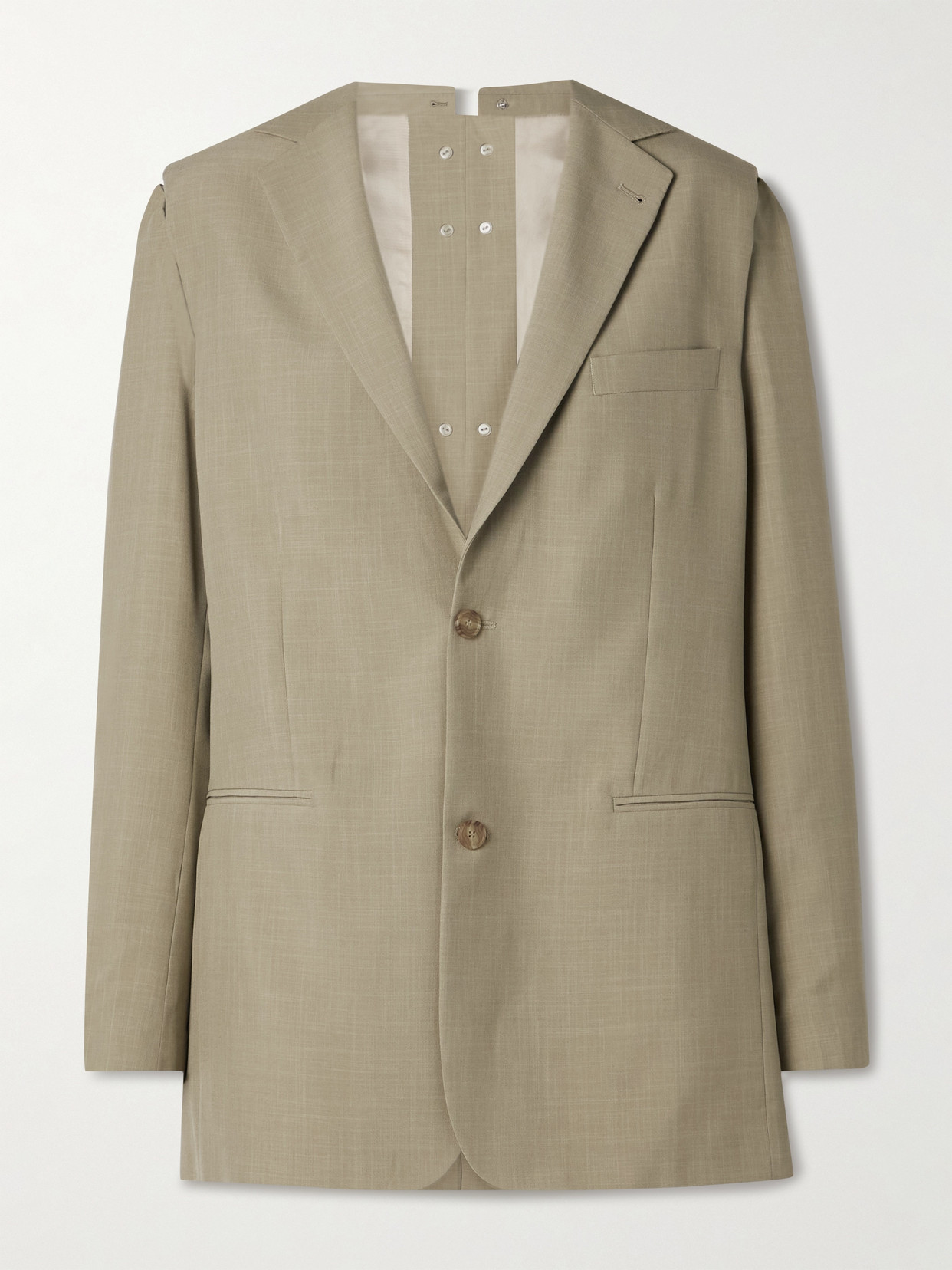 BETTTER - + Net Sustain Dina Convertible Wool-blend Blazer - Green