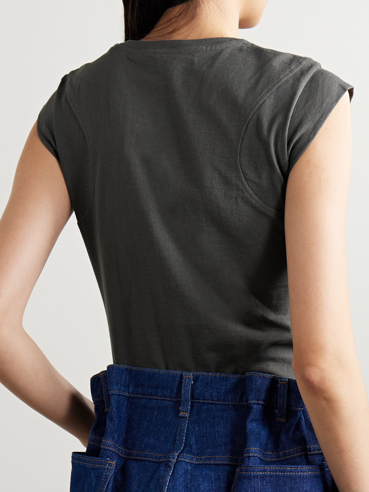 Bettter + Net Sustain Paneled Cotton-jersey T-shirt In Gray