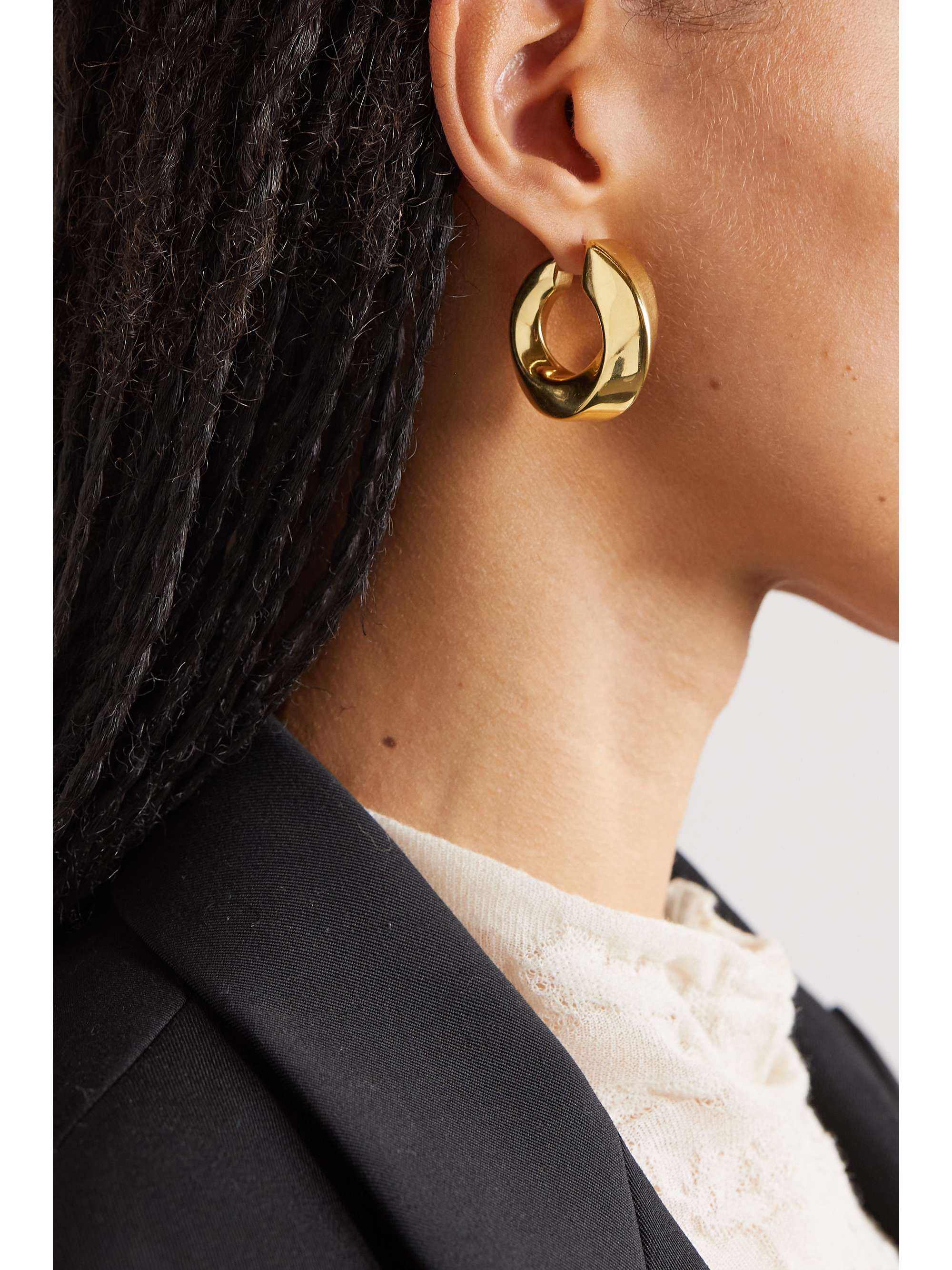 Gold plated hoop earrings gold One Size