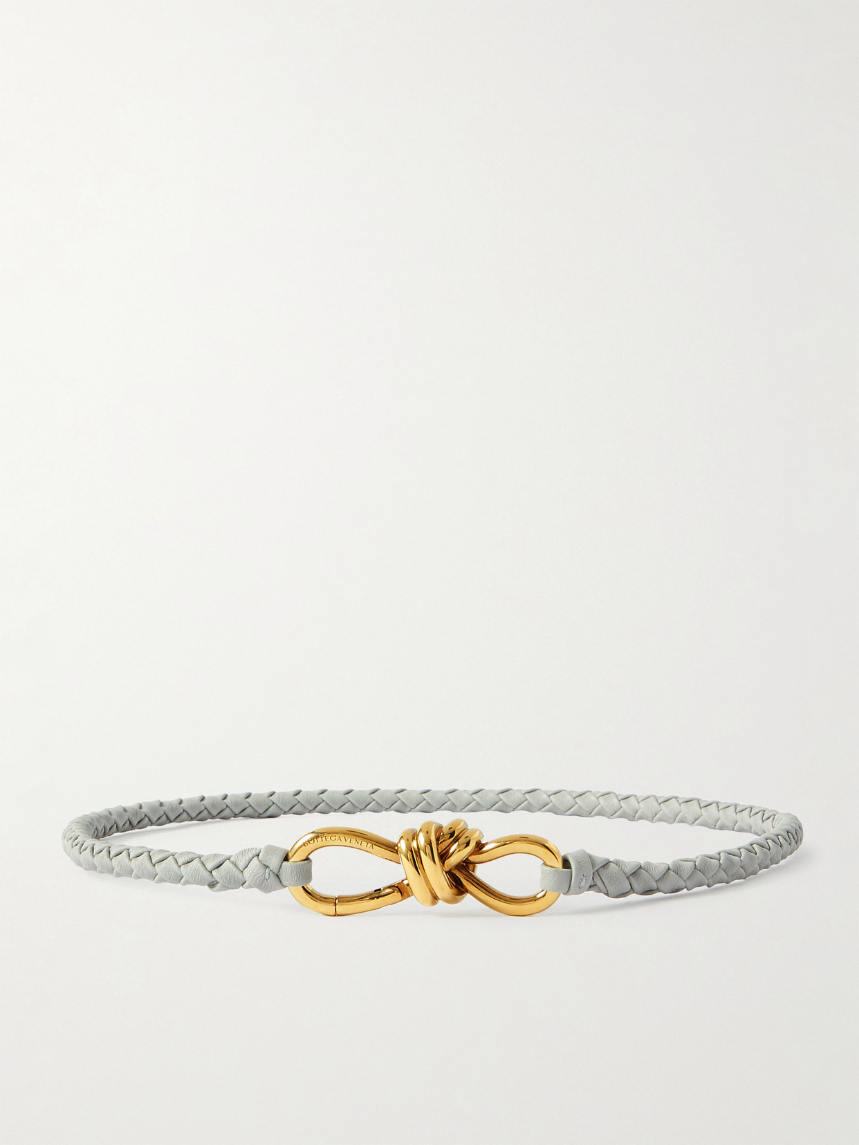 Bottega Veneta - Andiamo Intrecciato Leather Belt - Silver
