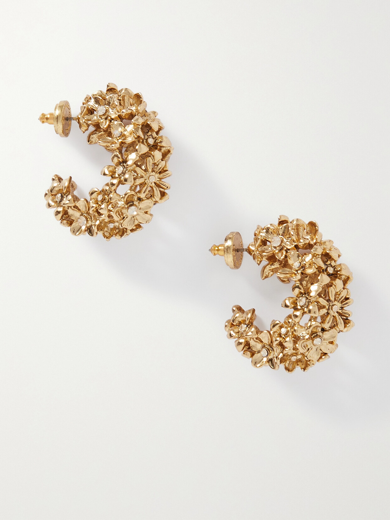 Oscar de la Renta - Gold-tone Crystal Hoop Earrings - One size