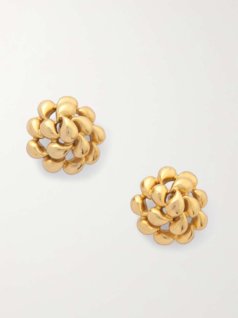 Oscar de la Renta Domed Teardrop Gold-tone Earrings