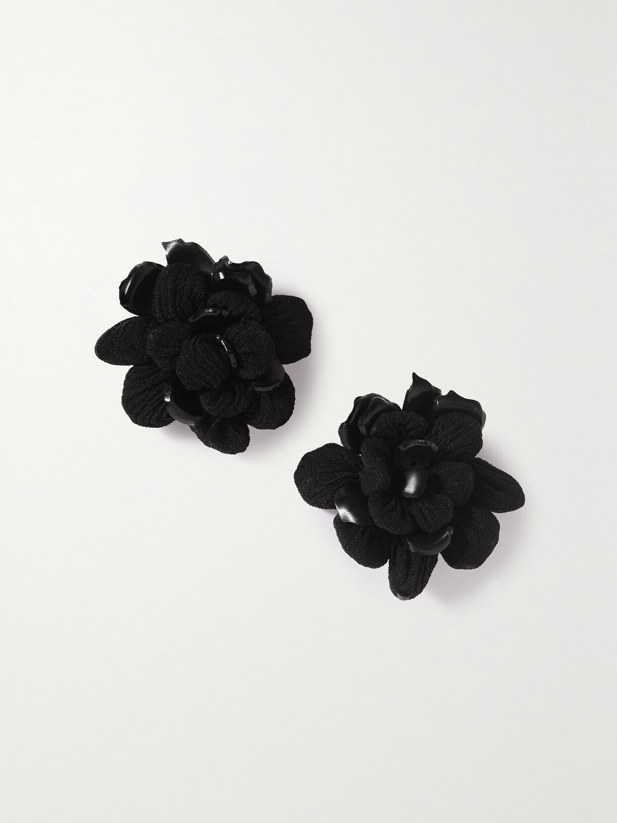 Oscar de la Renta - Begonia Gold-tone Rubber And Mesh Earrings - Black
