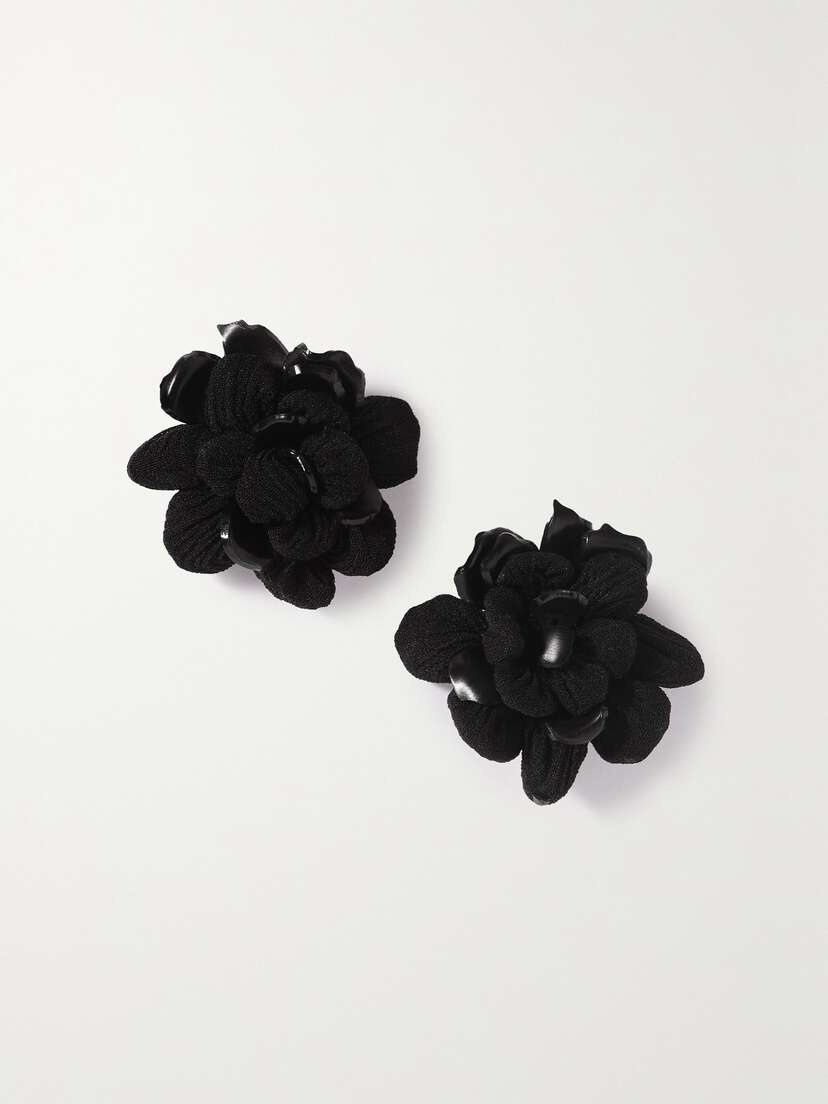 Oscar de la Renta Begonia Gold-tone Rubber And Mesh Earrings