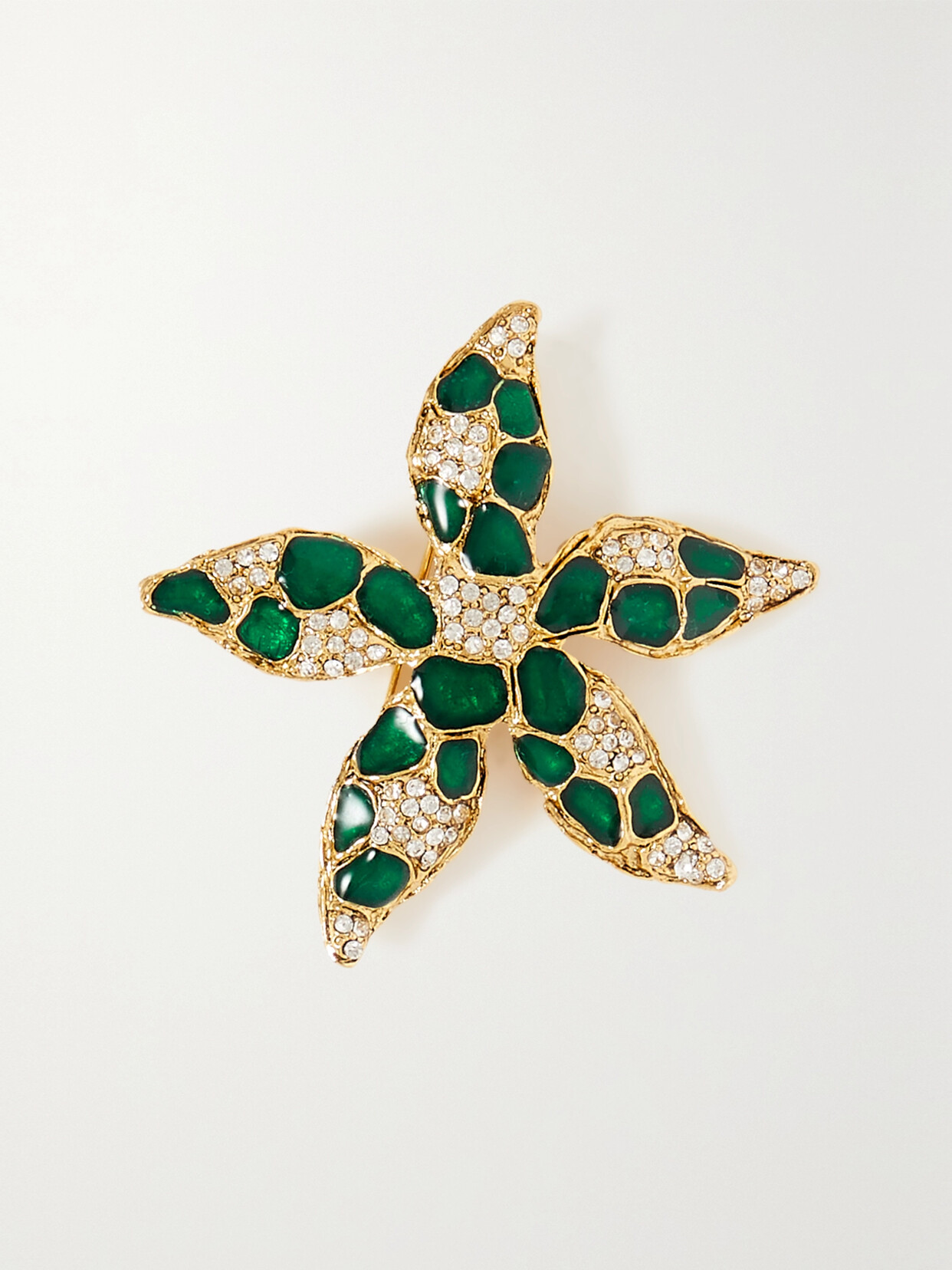 Oscar De La Renta Starfish Gold-tone Crystal Brooch