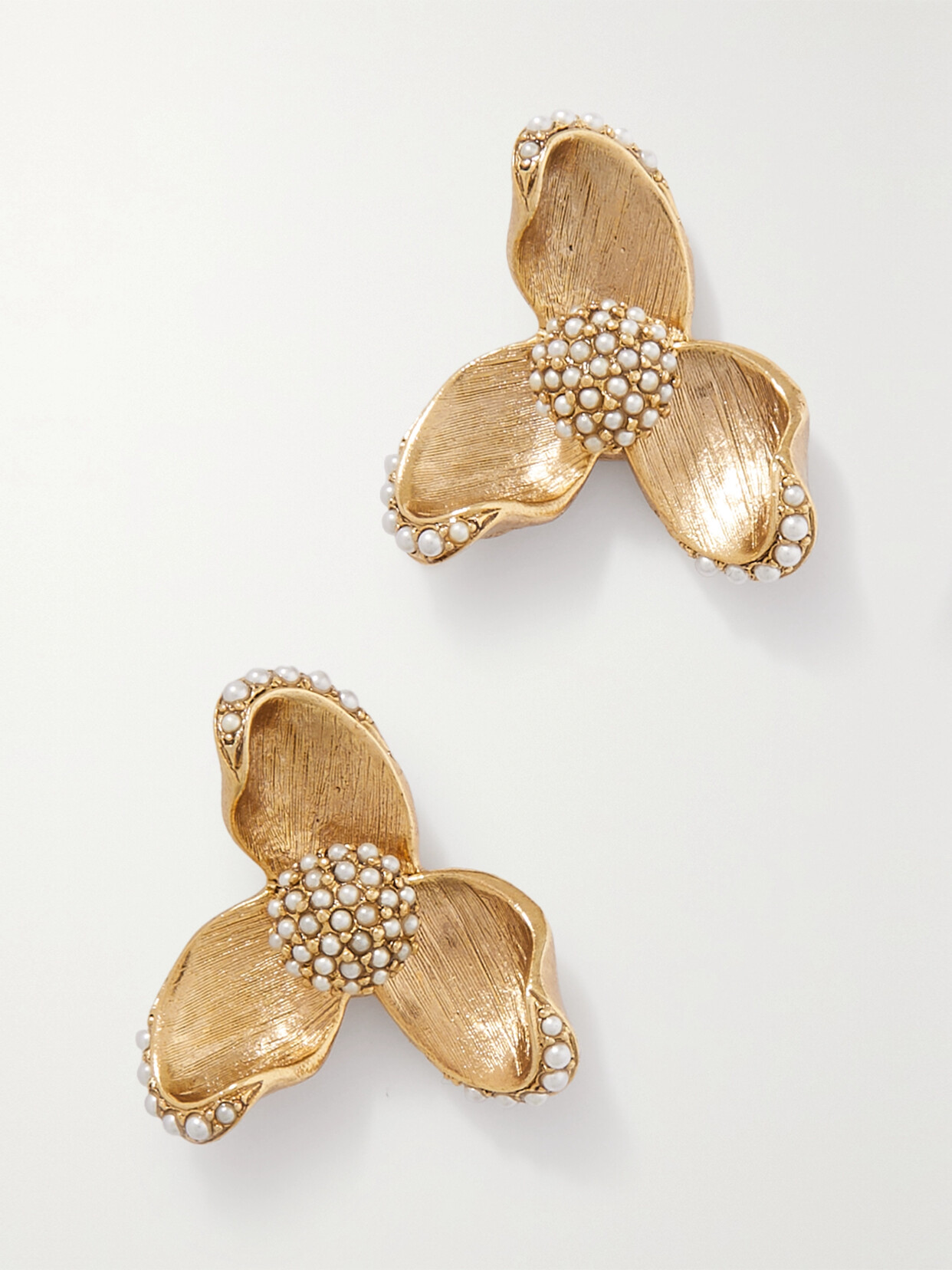 Oscar De La Renta Gold-tone Faux Pearl Earrings