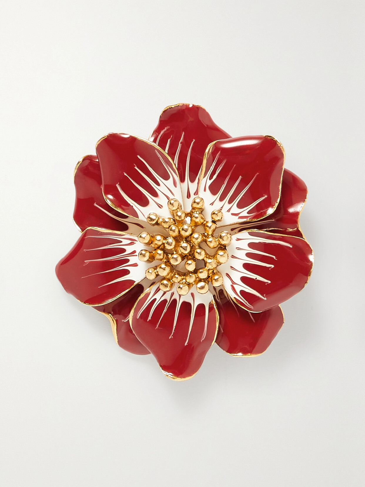 Oscar de la Renta Gold-tone And Enamel Brooch