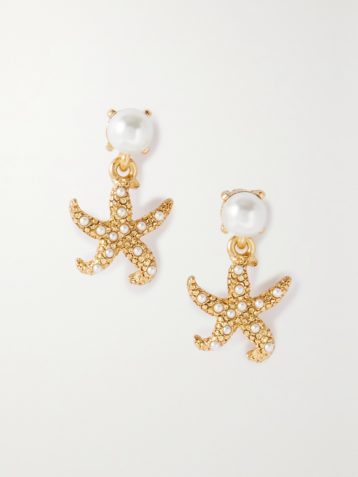 Oscar De La Renta Starfish Gold-tone Faux Pearl Earrings