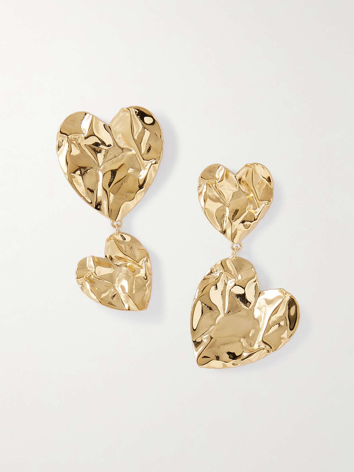 Oscar De La Renta Stacked Crushed Heart Earrings In Gold