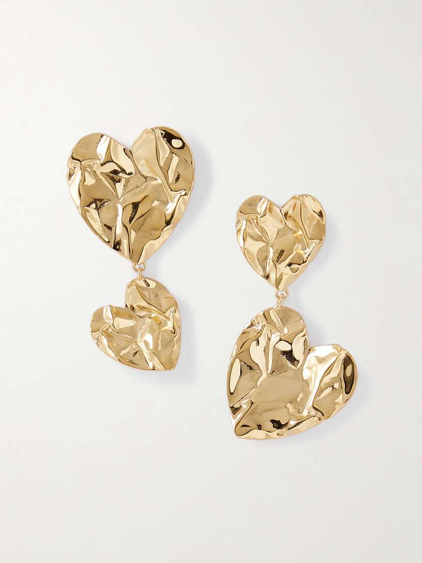 Oscar de la Renta Stacked Crushed Heart -tone Earrings