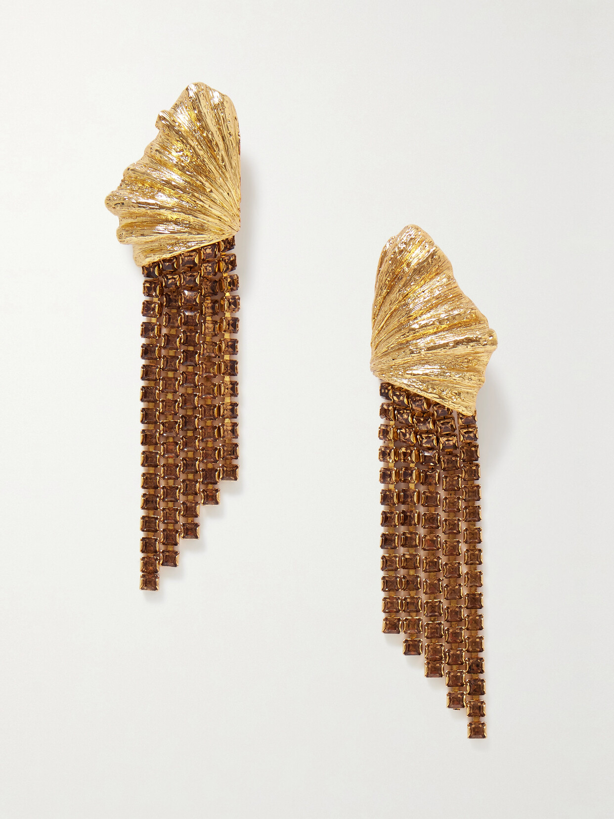 Oscar De La Renta Shell Gold-tone Crystal Earrings