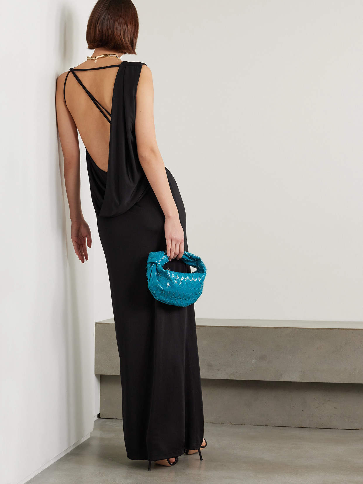 Michael Lo Sordo Twisted Draped Jersey Gown In Black