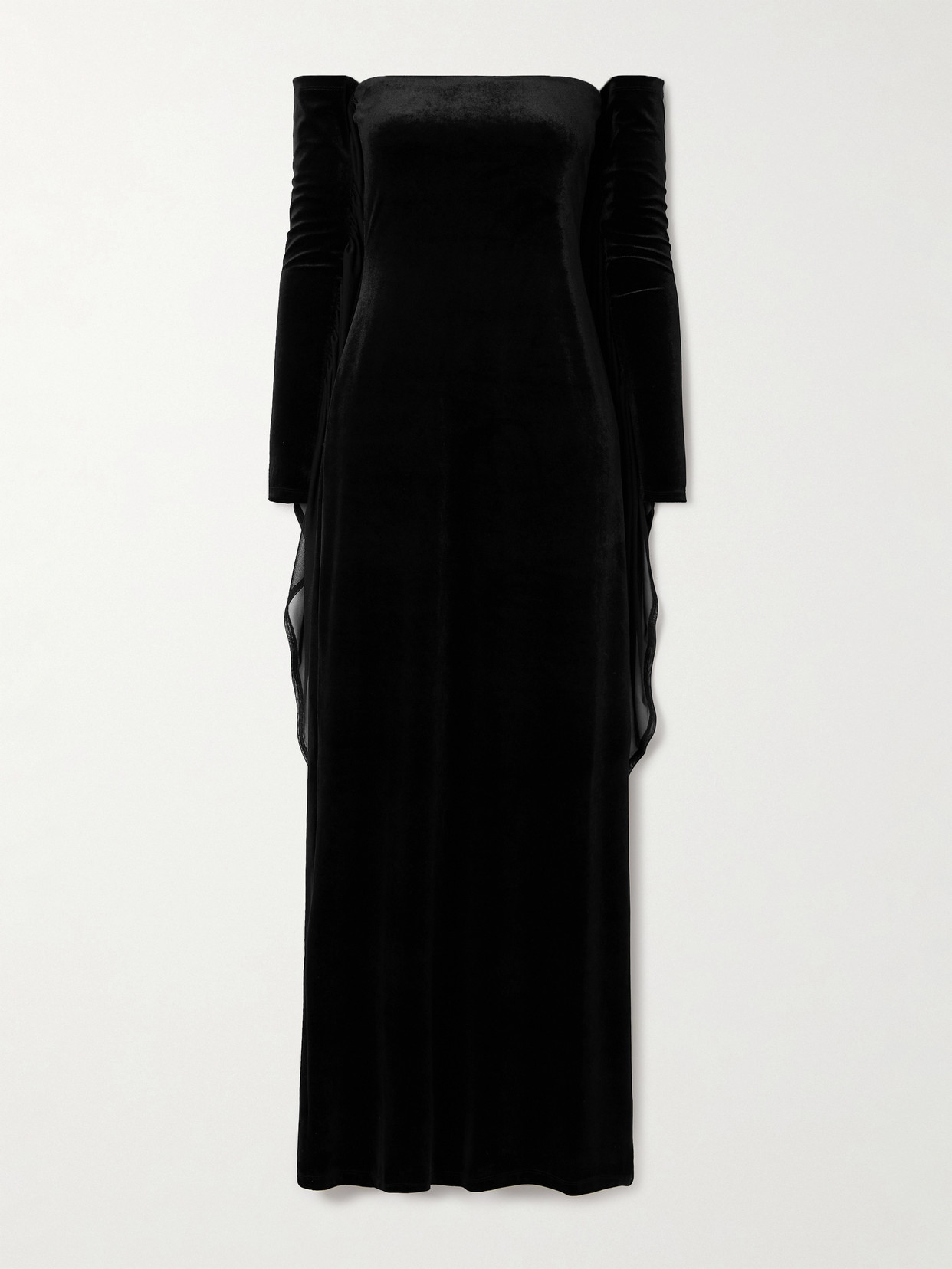 Michael Lo Sordo Strapless Velvet And Mesh Maxi Dress In Black