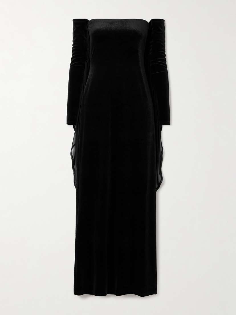 Michael Lo Sordo Strapless Velvet And Mesh Maxi Dress
