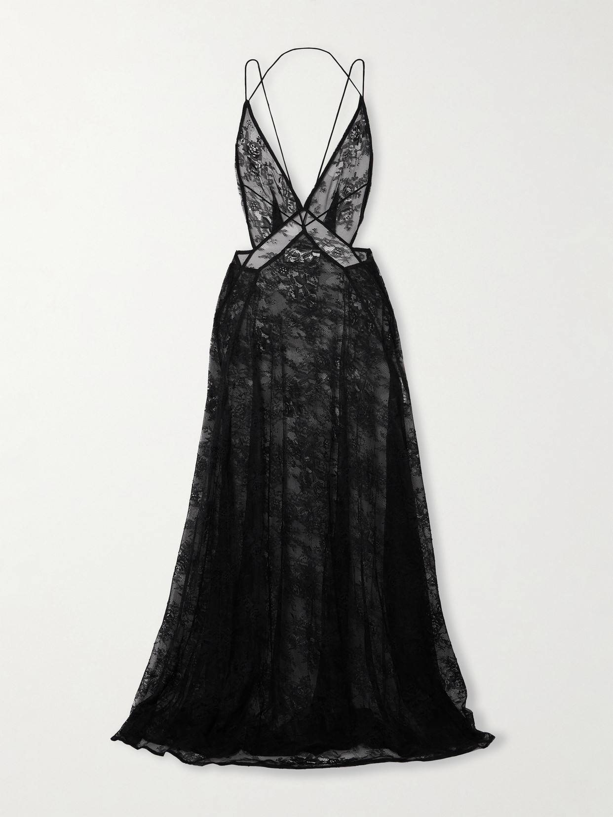 Michael Lo Sordo Tash Open-back Lace Maxi Dress In Black