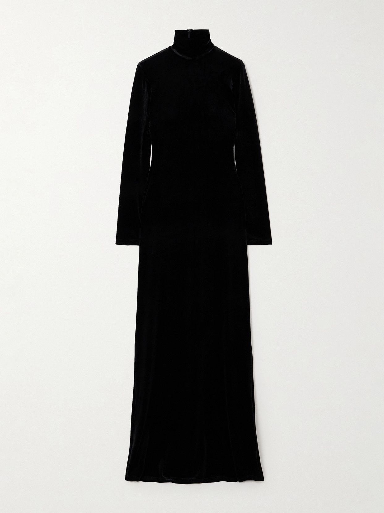 Michael Lo Sordo Velvet Turtleneck Gown In Black