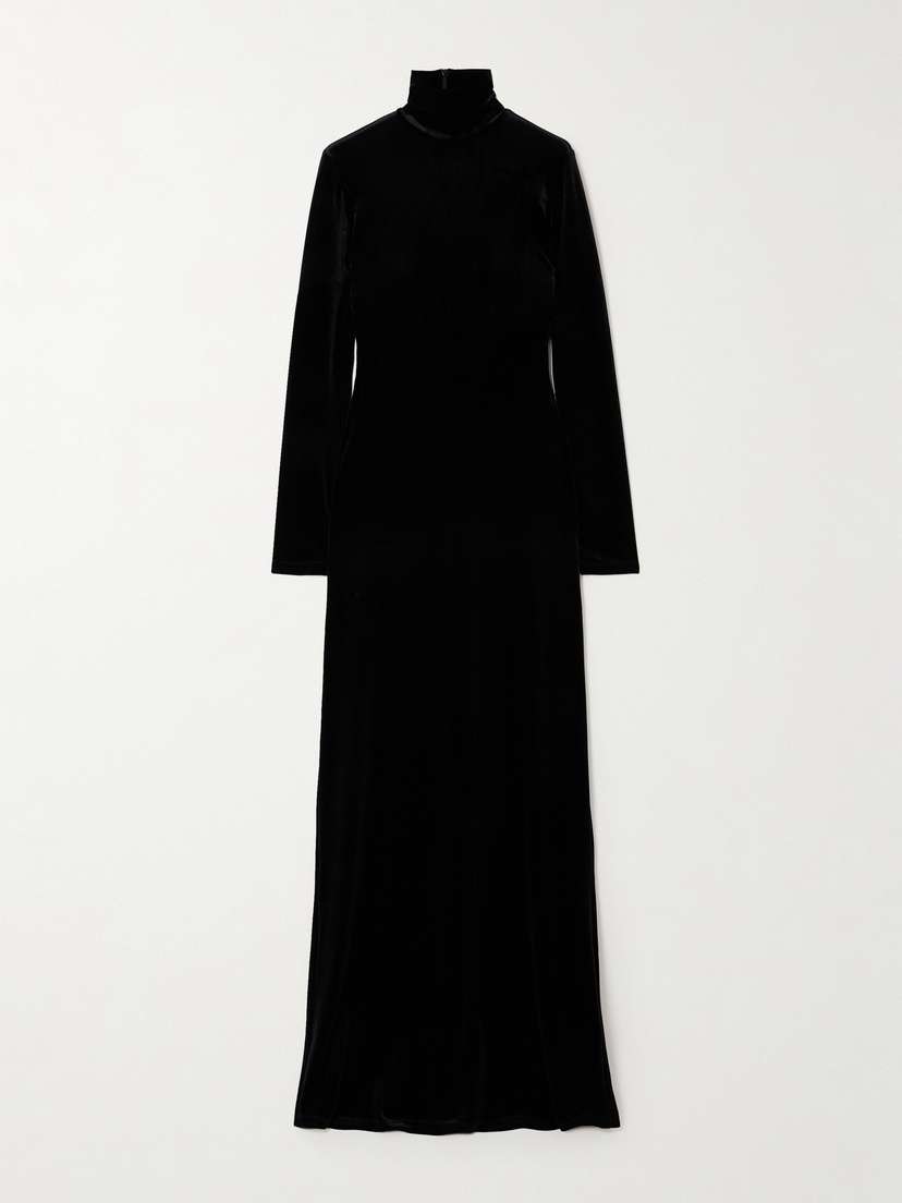 Michael Lo Sordo Velvet Turtleneck Gown - UK 14