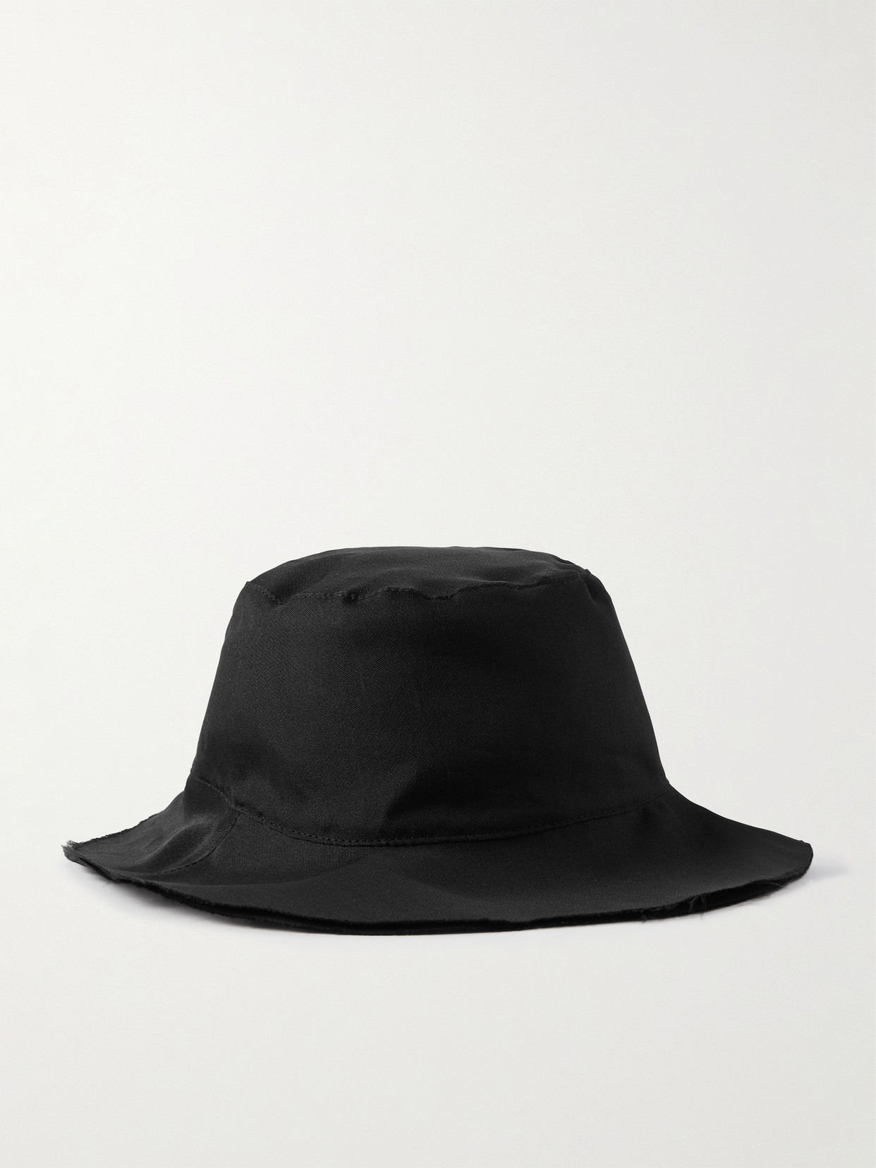 The Row Sofia Frayed Silk-organza Bucket Hat In Black