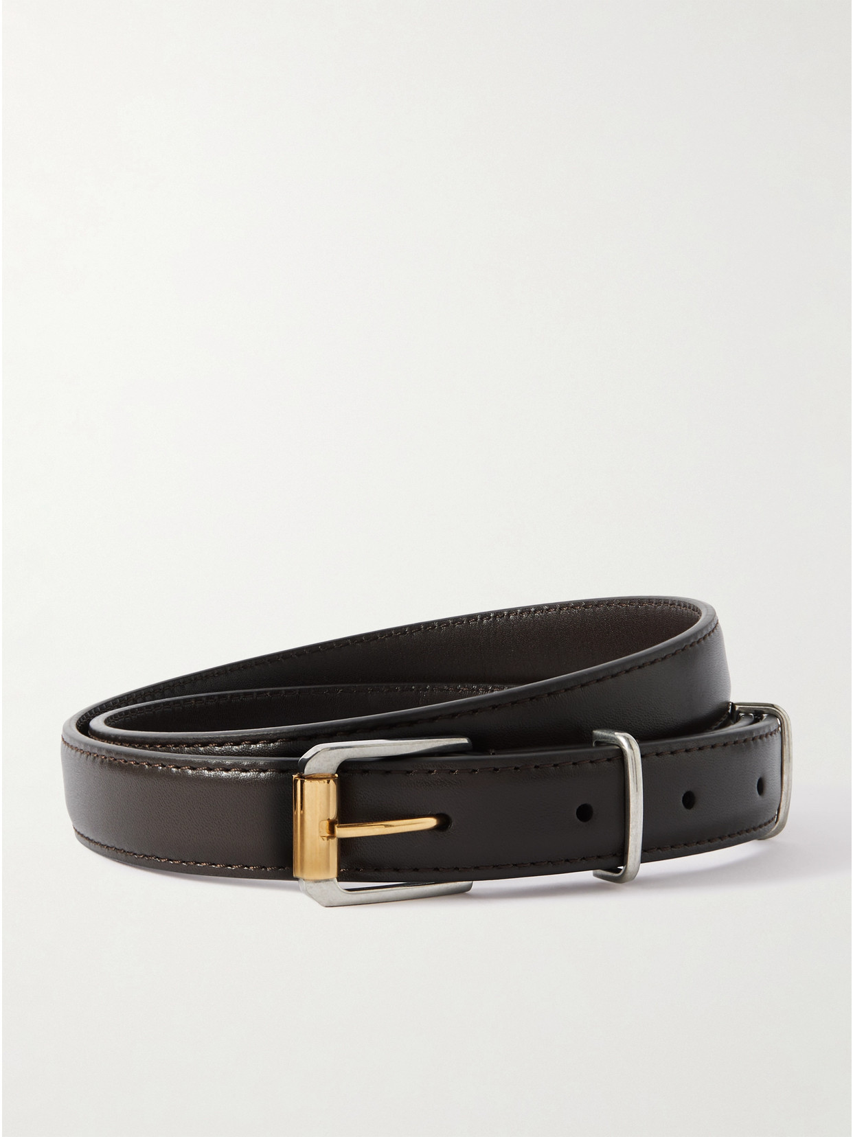 The Row Leather Belt In Brown