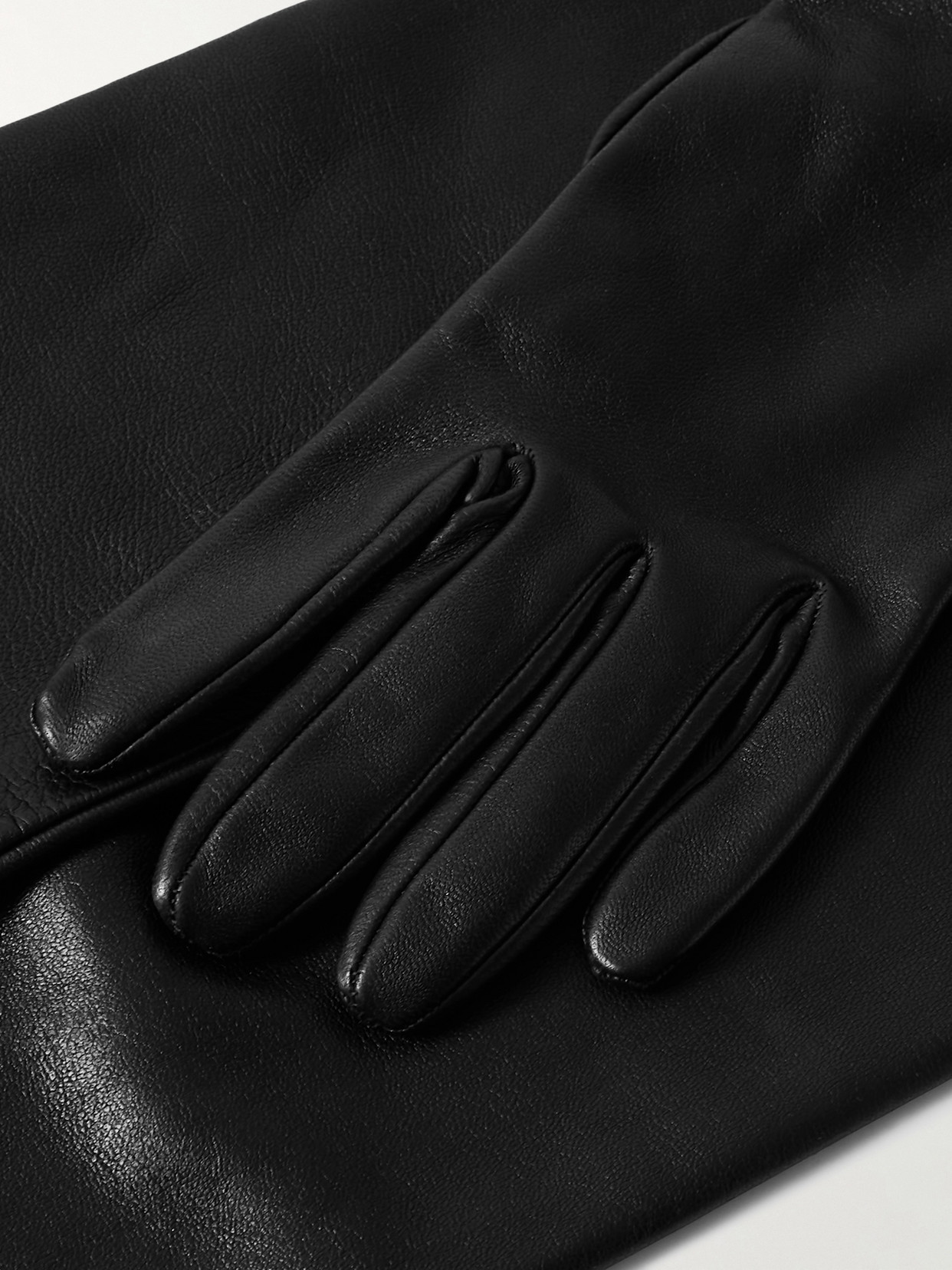 The Row Simon Leather Gloves In Black