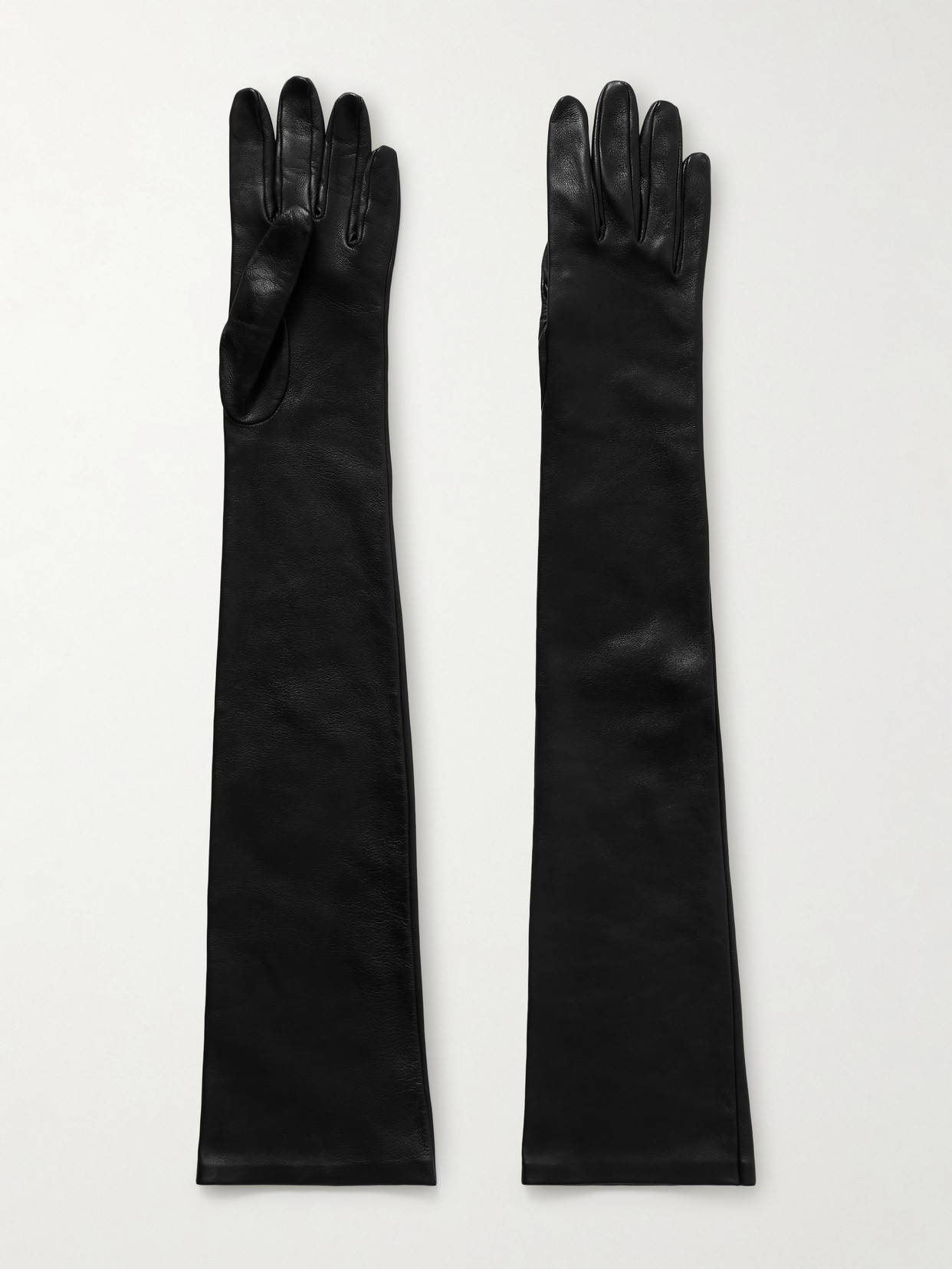 The Row Simon Leather Gloves In Black