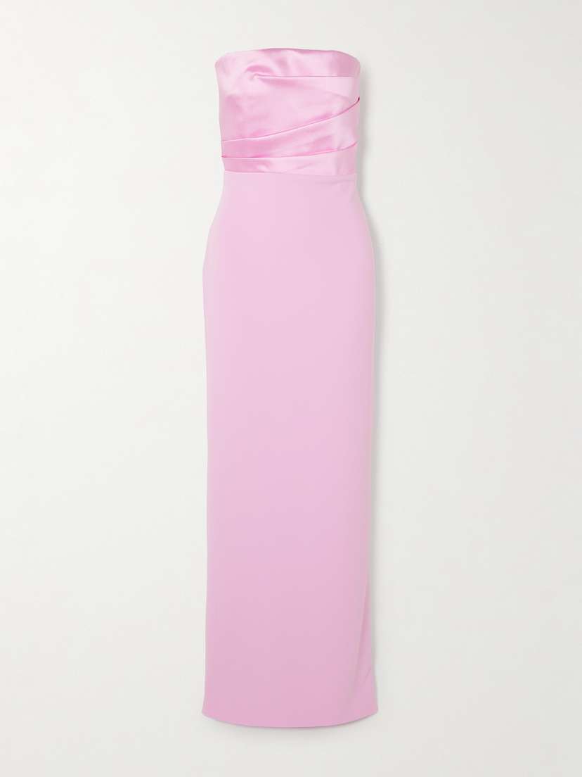 Solace London Afra Strapless Crepe And Satin-twill Gown - UK 16