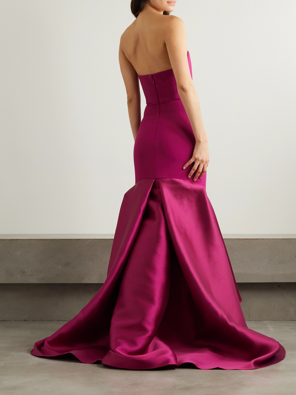 Solace London Jodi Strapless Crepe And Satin-twill Gown In Pink