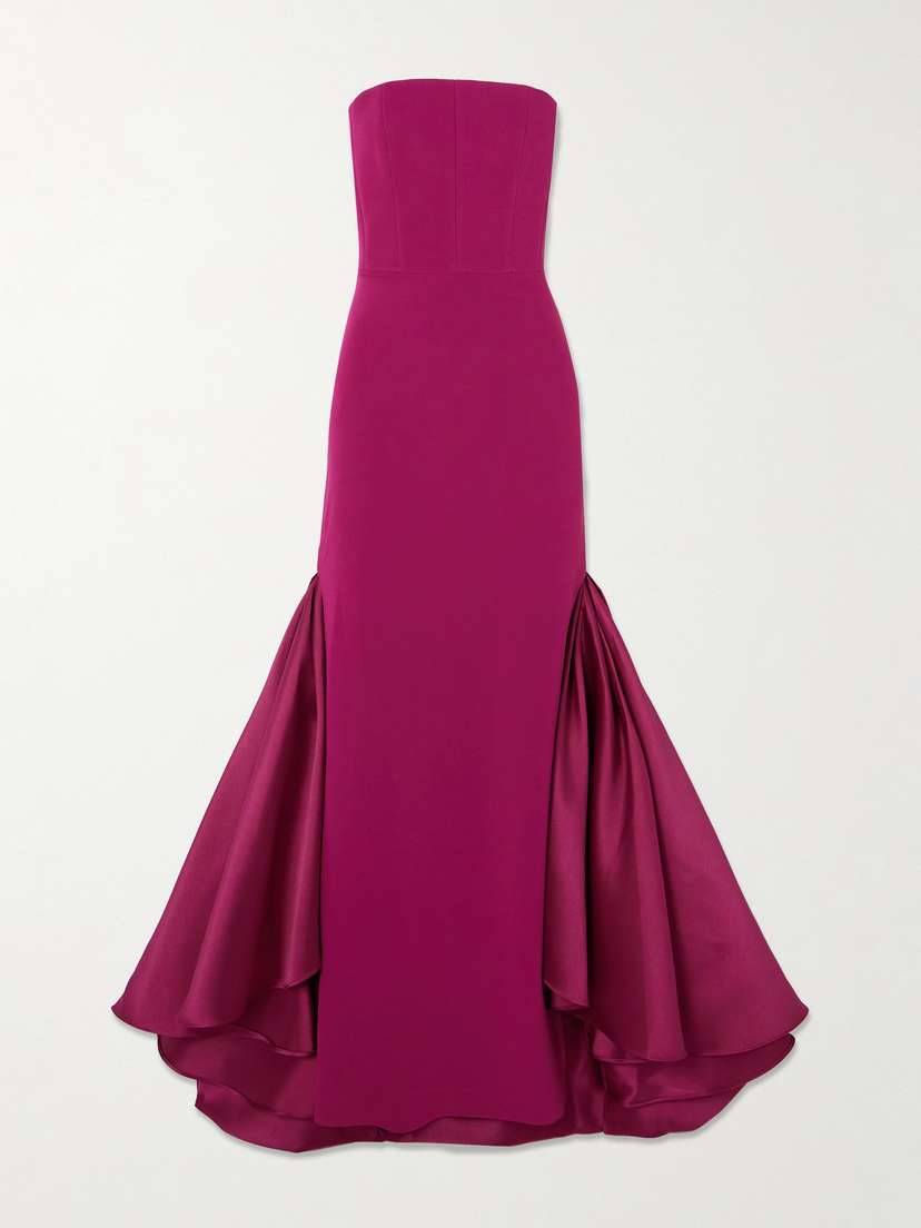 Solace London Jodi Strapless Crepe And Satin-twill Gown