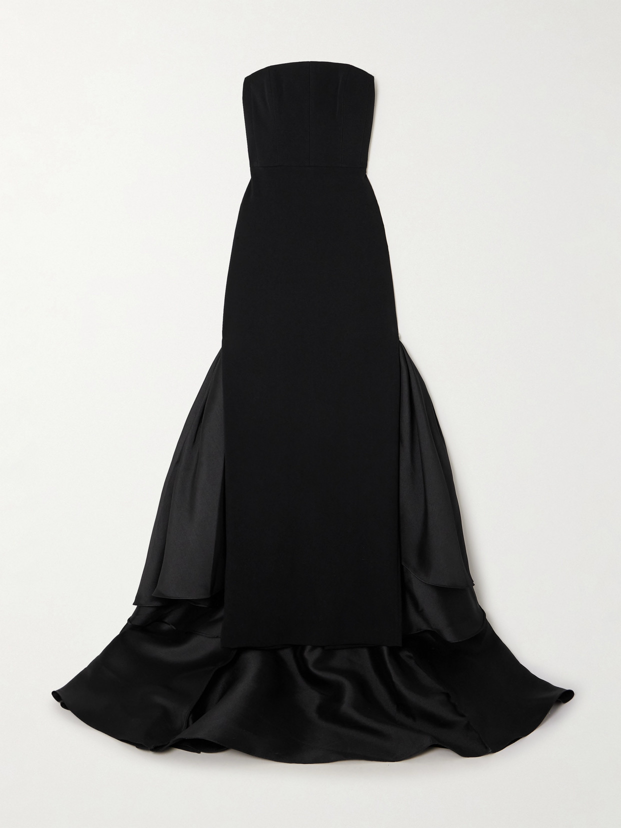 Solace London Jodi Strapless Crepe And Satin-twill Gown In Black