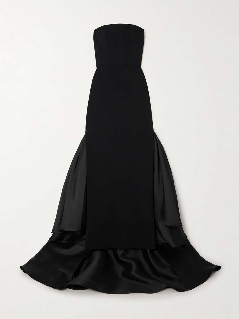 Solace London Jodi Strapless Crepe And Satin-twill Gown
