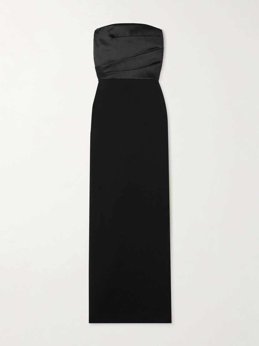 Solace London Afra Strapless Gathered Satin-twill And Crepe Gown - UK 16