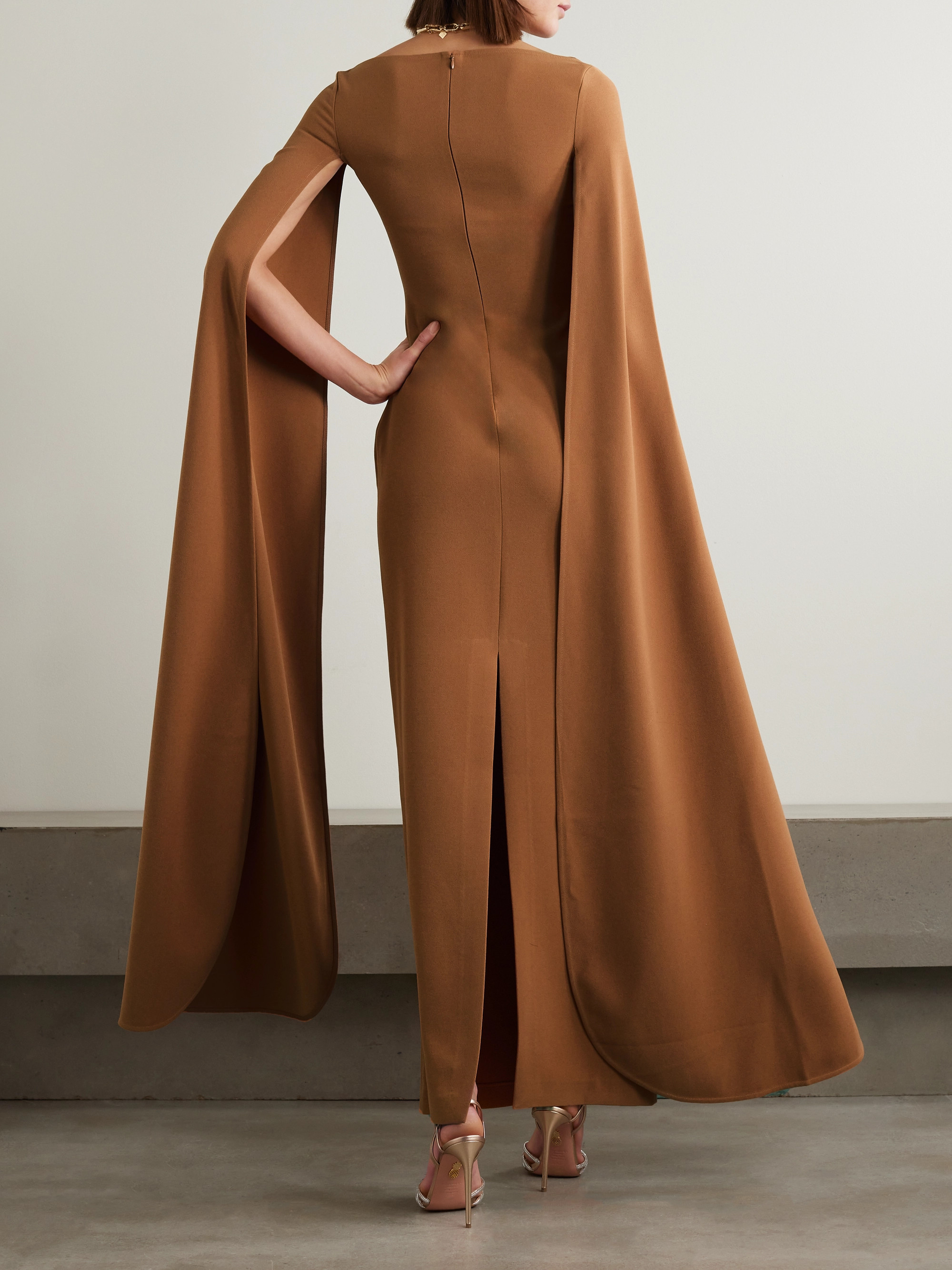 Solace London Sadie cape-effect crepe gown