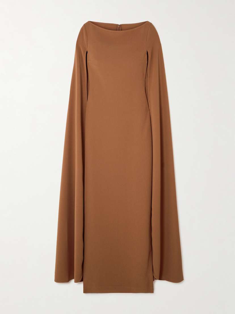 Solace London Sadie Cape-effect Crepe Gown