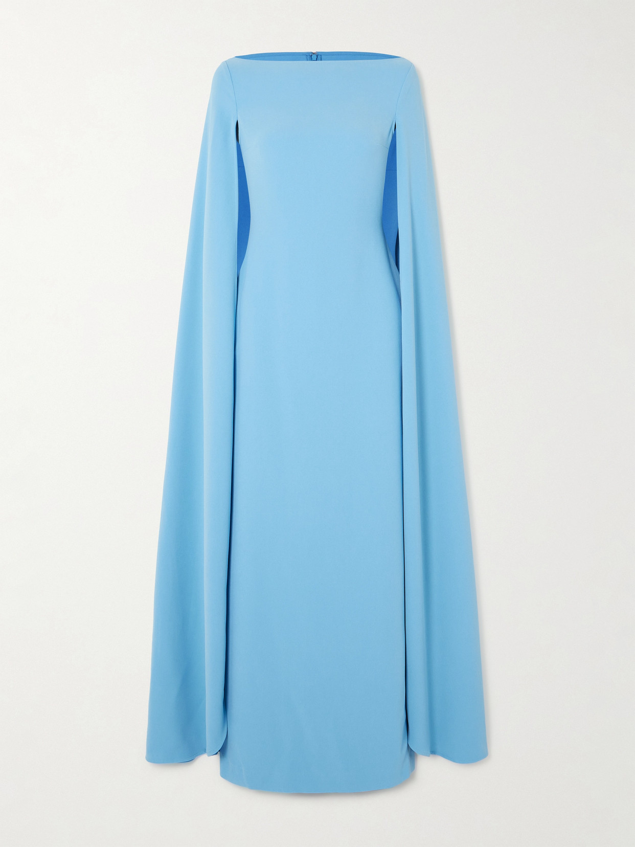 Solace London Sadie Cape-effect Crepe Gown In Blue