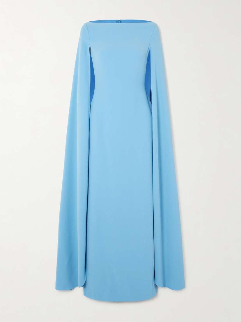 Solace London Sadie Cape-effect Crepe Gown - UK 16