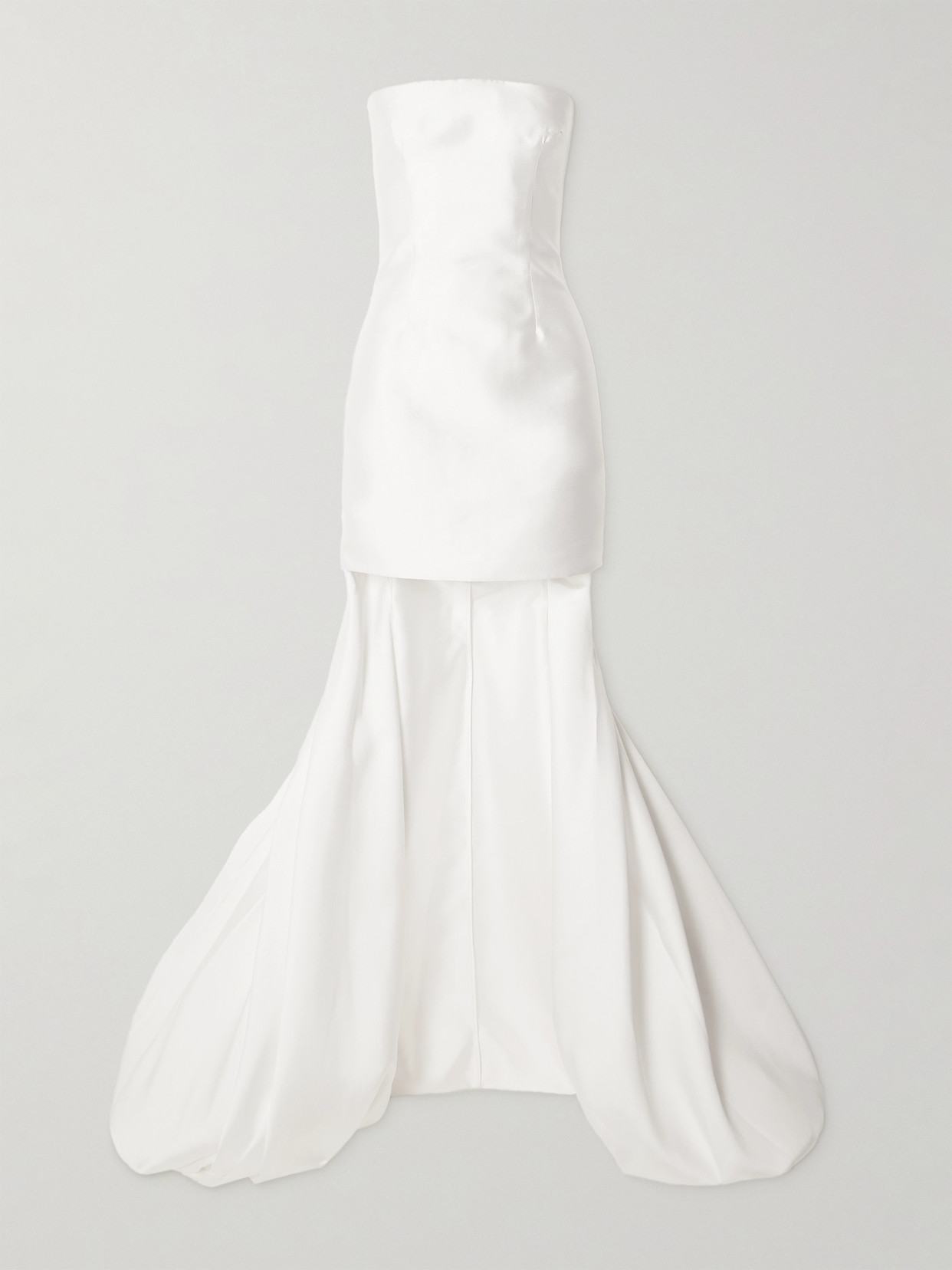 Solace London Neva Strapless Satin-twill Gown In White