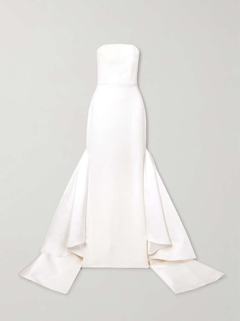 Solace London Jodi Strapless Crepe And Satin-twill Gown