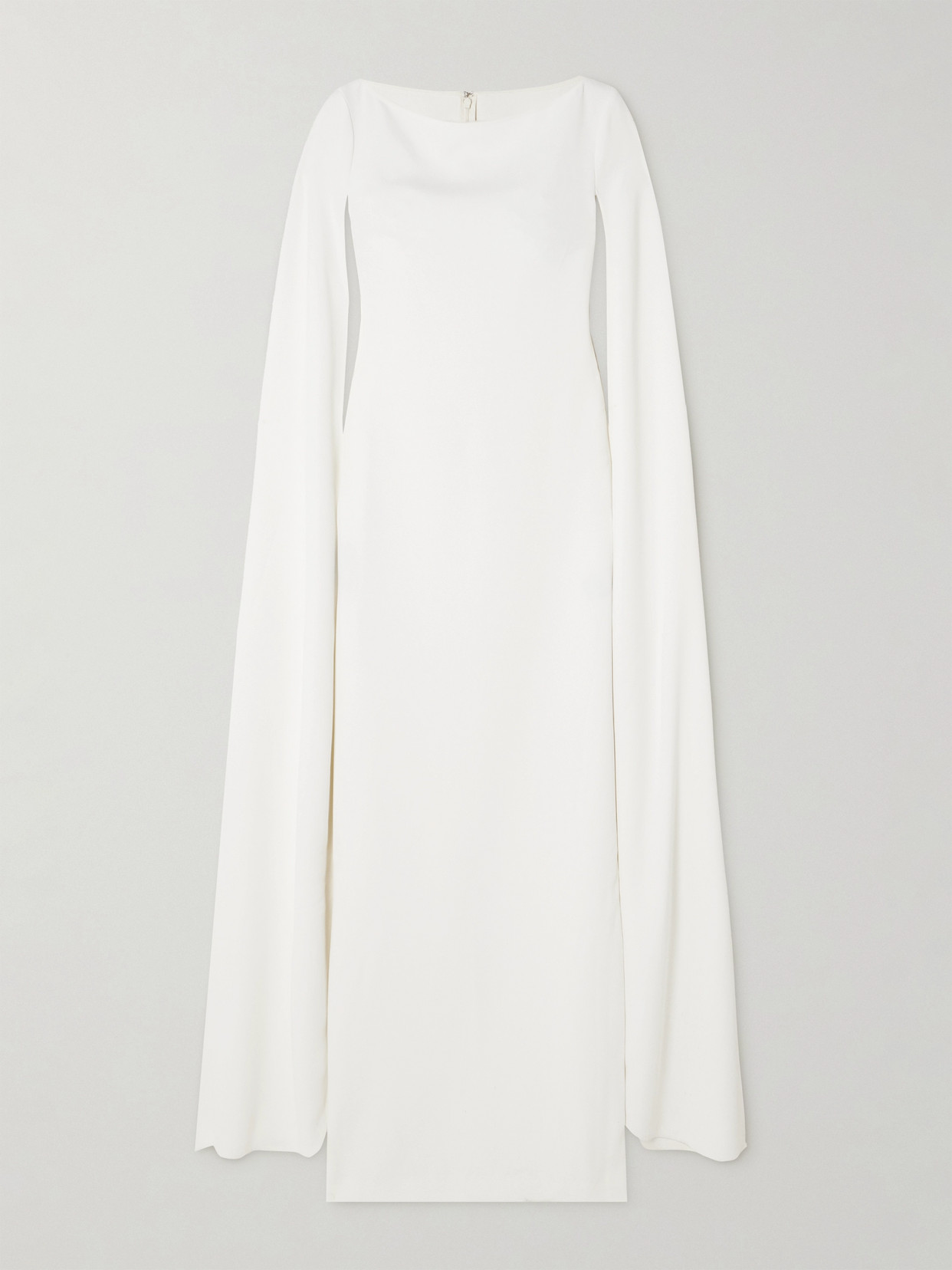 Solace London Sadie Cape-effect Crepe Gown In Cream