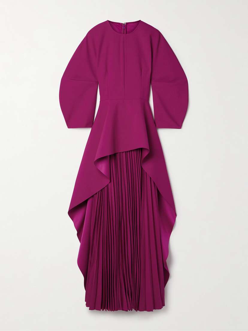 Solace London Maia Pleated Crepe Peplum Gown - UK 4