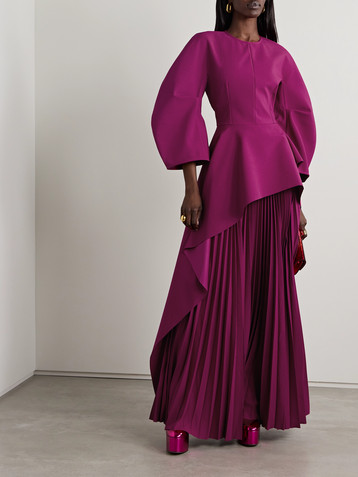 Solace London Maia pleated crepe peplum gown