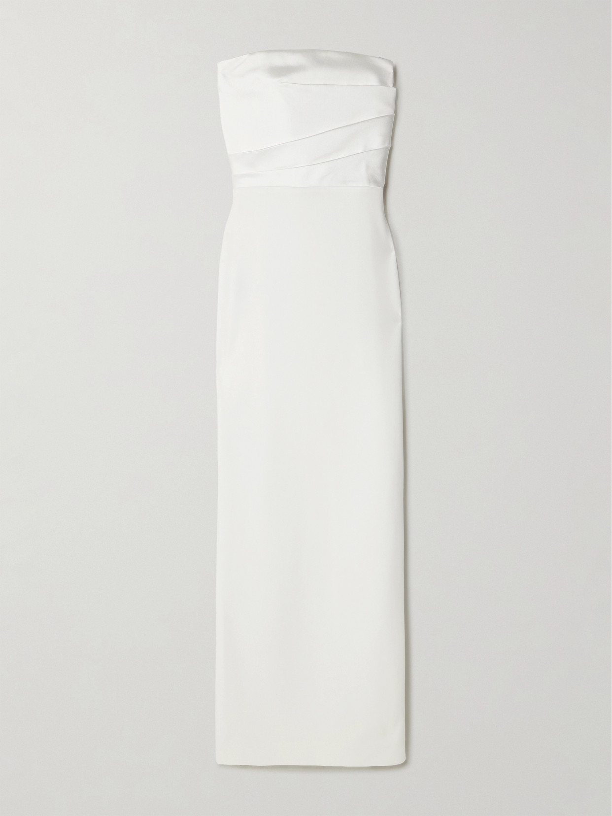 Solace London Afra Strapless Draped Satin-twill And Crepe Gown In Cream