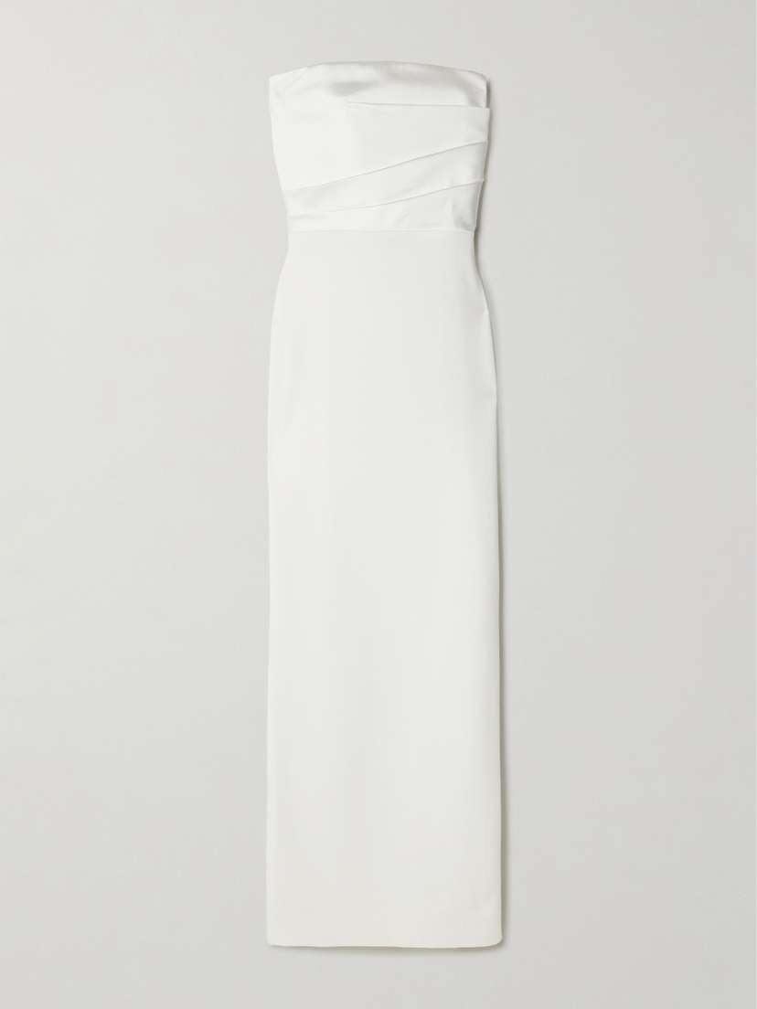 Solace London Afra Strapless Draped Satin-twill And Crepe Gown - UK 16