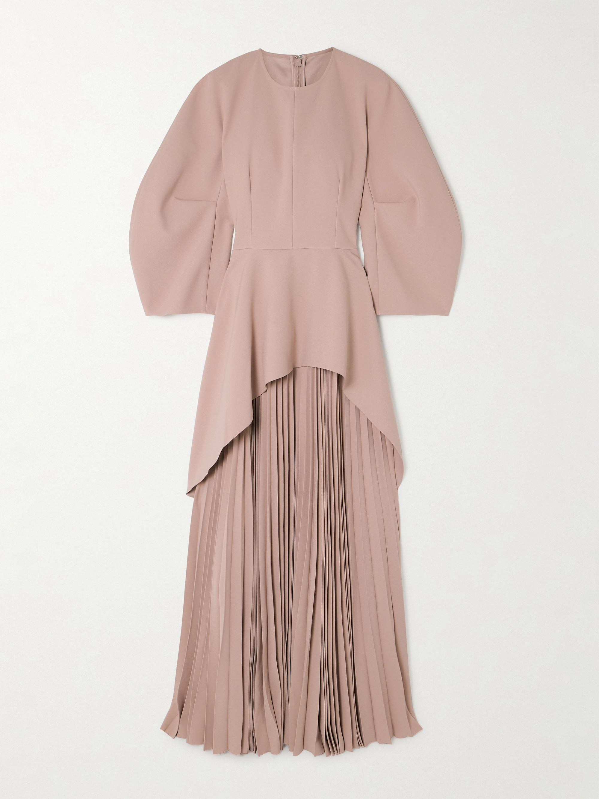 Solace London Maia draped pleated crepe peplum gown