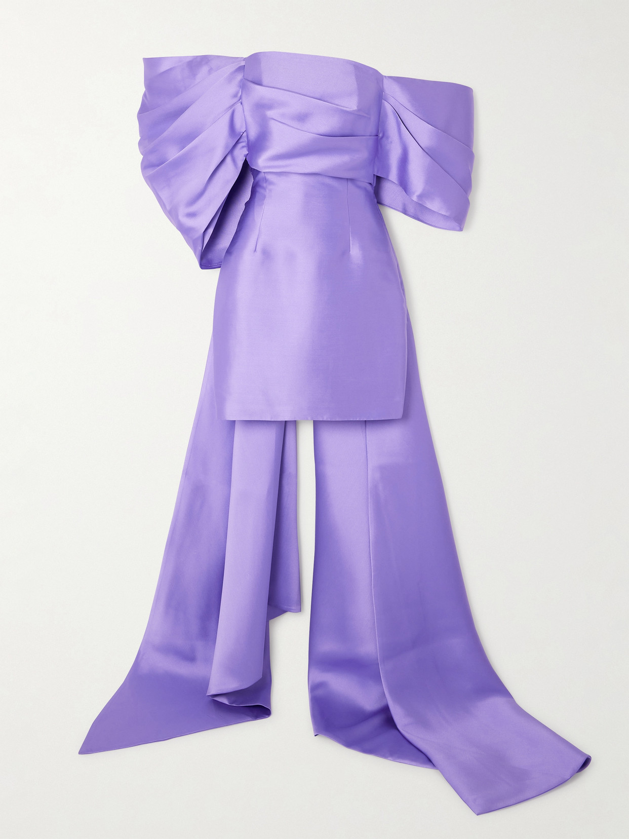 Solace London - Ula Off-the-shoulder Satin-twill Mini Dress - Purple