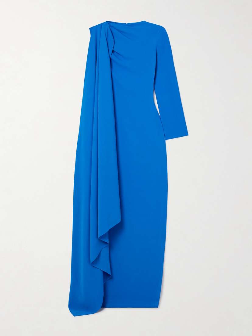 Solace London Lydia Asymmetric Draped Crepe Gown